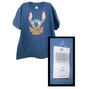 NWT Disney Stitch Disneyland Resort Small Tee Shirt Tropical T-Shirt Men’s Blue